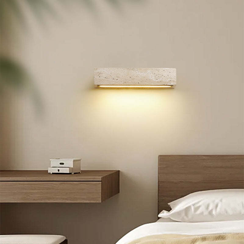 Retro Waterproof Travertine Rectangular LED Sconce — Warm Light(3000K) / Waterproof - 110V-120V For US/CA