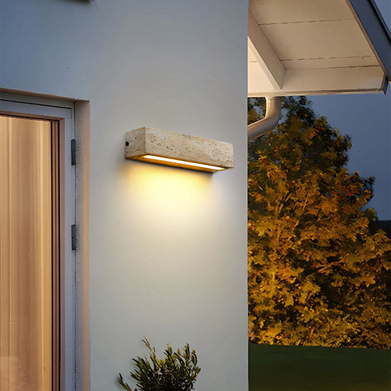 Retro Waterproof Travertine Rectangular LED Sconce