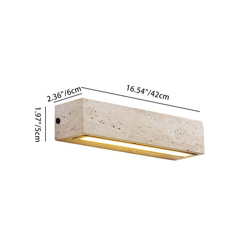 Retro Waterproof Travertine Rectangular LED Sconce — Warm Light(3000K) / Waterproof - 110V-120V For US/CA