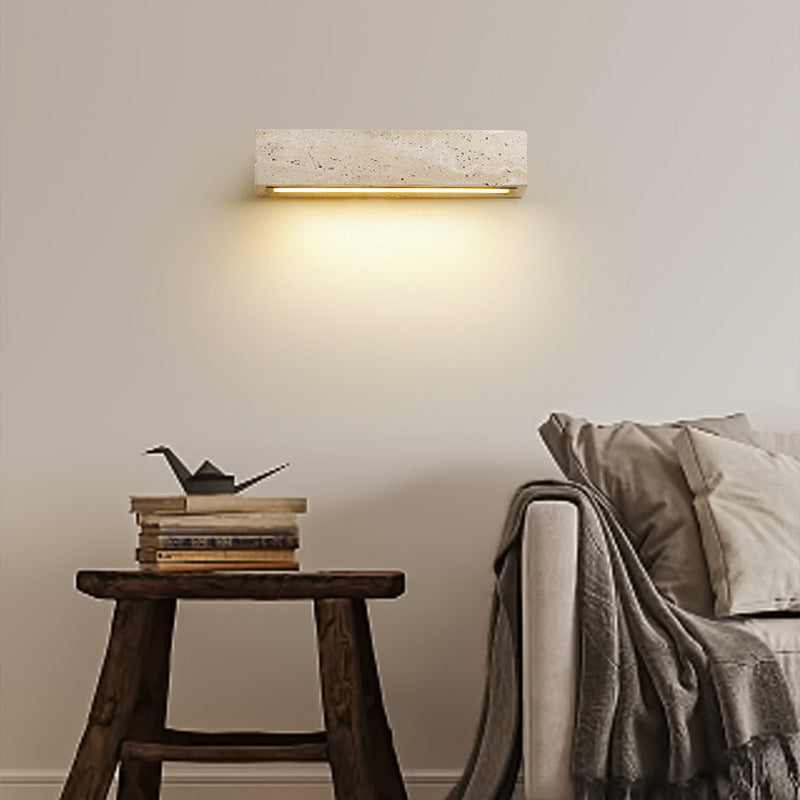 Retro Waterproof Travertine Rectangular LED Sconce — Warm Light(3000K) / Non-Waterproof - 110V-120V For US/CA