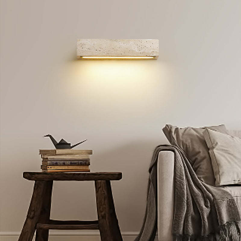 Retro Waterproof Travertine Rectangular LED Sconce — Warm Light(3000K) / Non-Waterproof - 110V-120V For US/CA