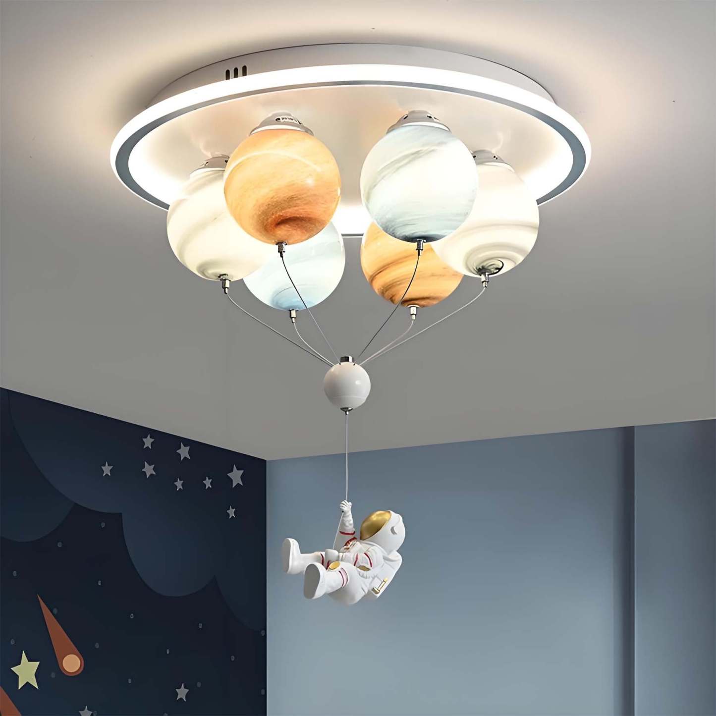Kids Planet Hot Air Balloon Astronaut Glass Light