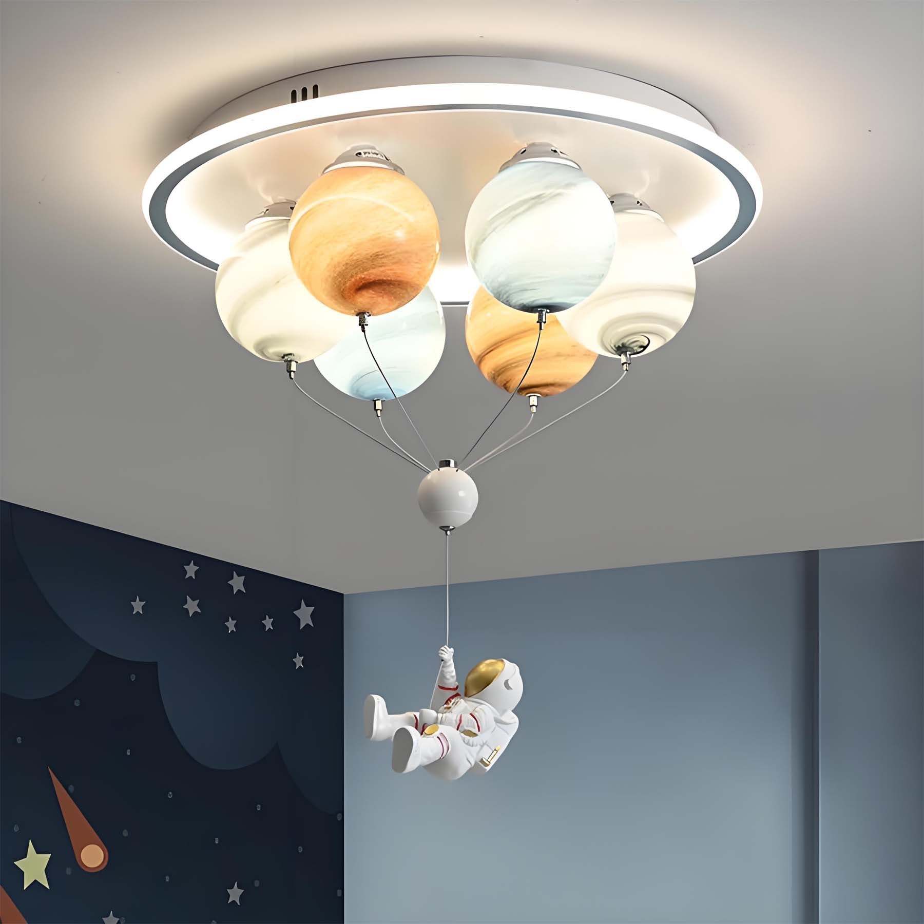 Kids Planet Hot Air Balloon Astronaut Glass Light