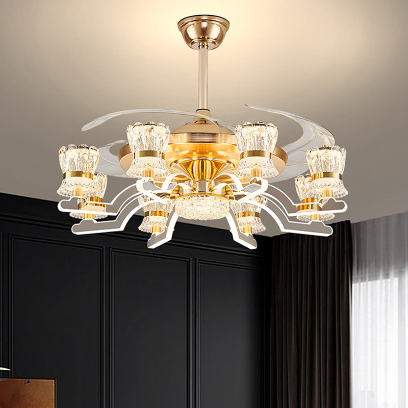 European Cylinder Iron Ceiling Fan Light — 6 / White Light (5000K) / 110V-120V For US/CA