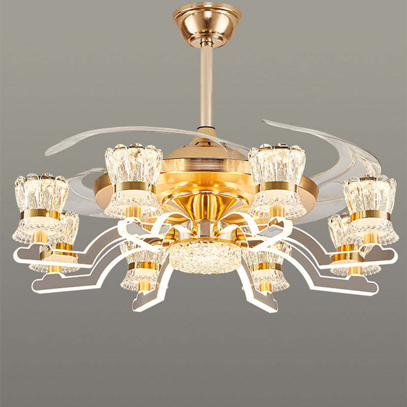 European Cylinder Iron Ceiling Fan Light — 8 / White Light (5000K) / 220V-240V For UK/AU