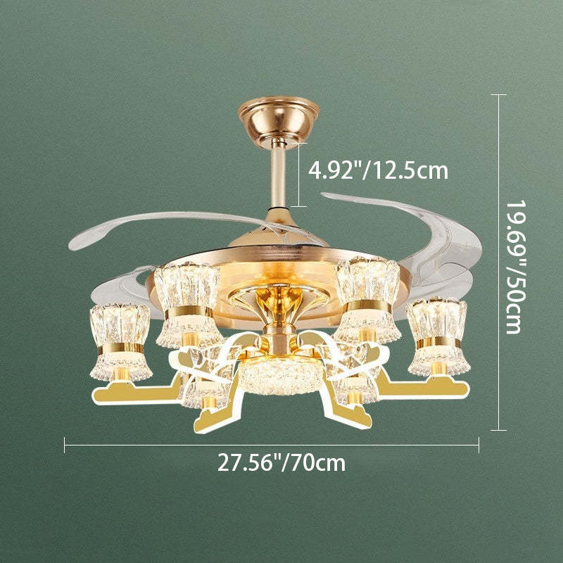 European Cylinder Iron Ceiling Fan Light — 6 / White Light (5000K) / 220V-240V For UK/AU