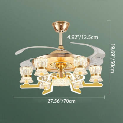 European Cylinder Iron Ceiling Fan Light — 6 / White Light (5000K) / 220V-240V For UK/AU