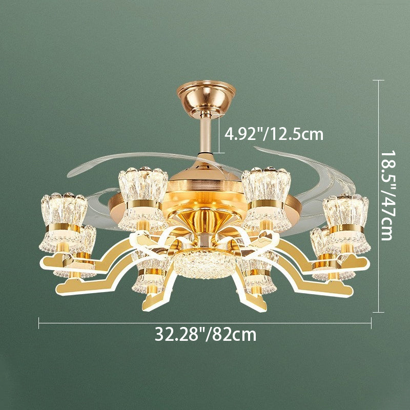 European Cylinder Iron Ceiling Fan Light — 8 / Warm Light(3000K) / 110V-120V For US/CA