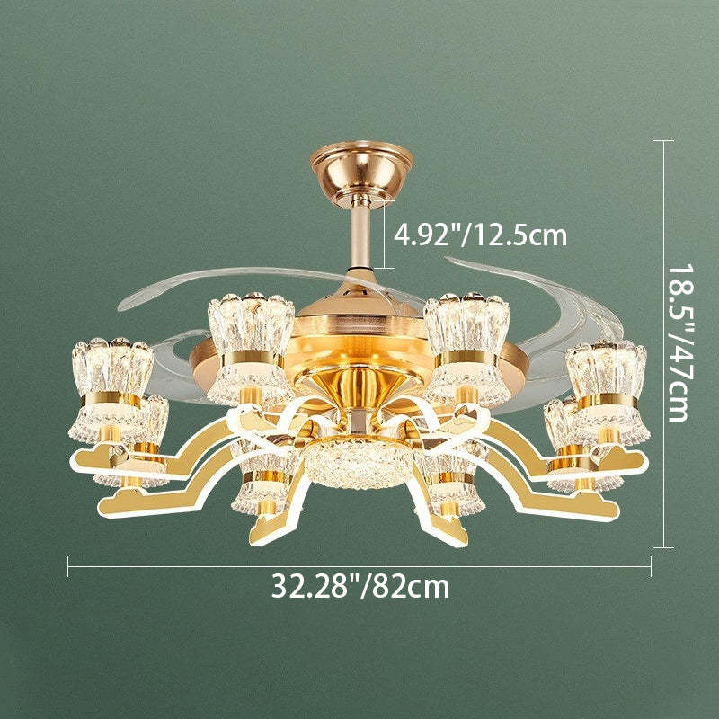 European Cylinder Iron Ceiling Fan Light — 8 / Warm Light(3000K) / 110V-120V For US/CA