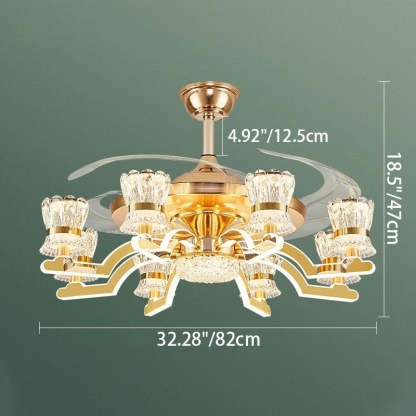 European Cylinder Iron Ceiling Fan Light — 8 / Warm Light(3000K) / 110V-120V For US/CA