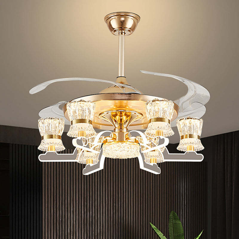 European Cylinder Iron Ceiling Fan Light — 8 / Neutral Light (4000K) / 220V-240V For UK/AU