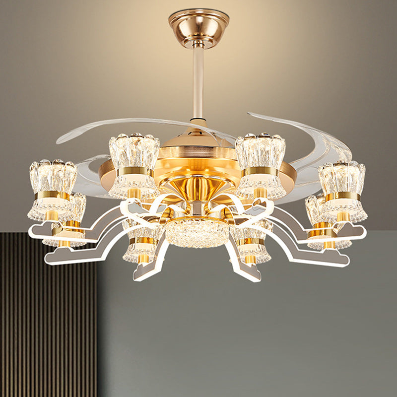 European Cylinder Iron Ceiling Fan Light — 8 / White Light (5000K) / 110V-120V For US/CA