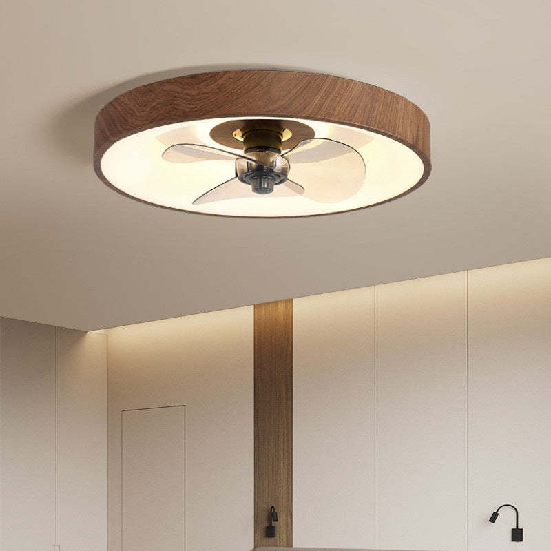 Modern Round Iron Copper Acrylic LED Flush Mount Fan Light
