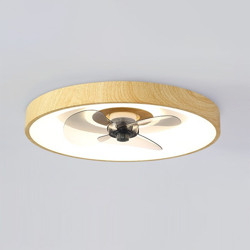 Modern Round Iron Copper Acrylic LED Flush Mount Fan Light