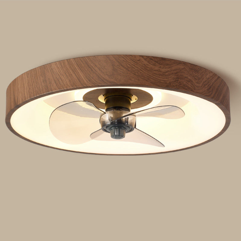 Modern Round Iron Copper Acrylic LED Flush Mount Fan Light