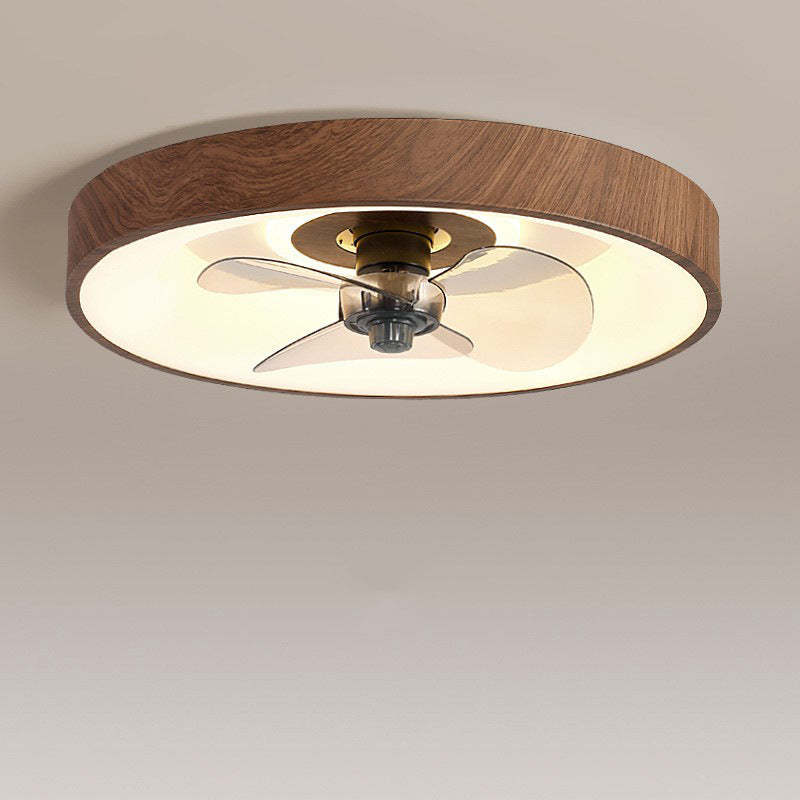 Modern Round Iron Copper Acrylic LED Flush Mount Fan Light