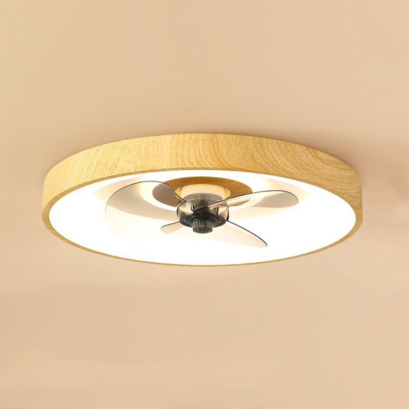 Modern Round Iron Copper Acrylic LED Flush Mount Fan Light