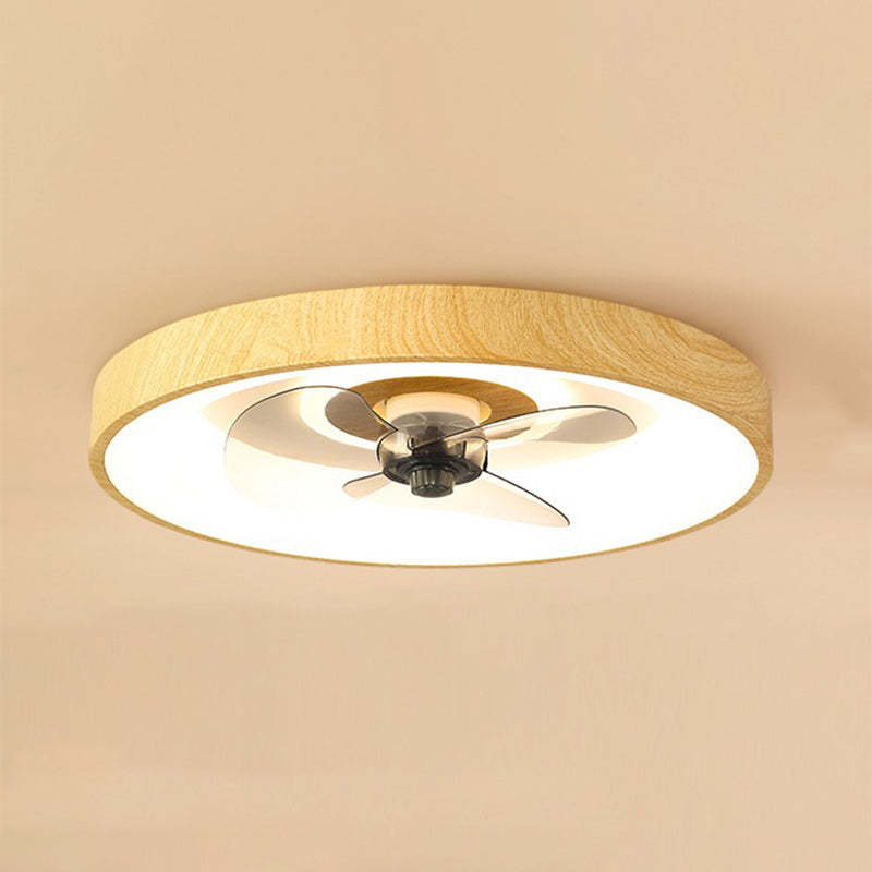 Modern Round Iron Copper Acrylic LED Flush Mount Fan Light