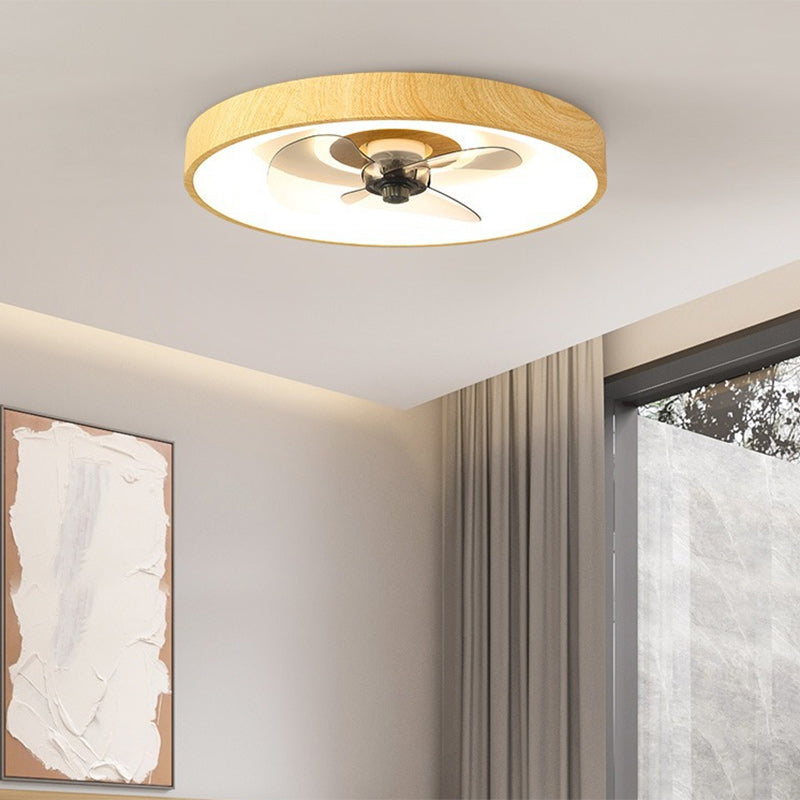 Modern Round Iron Copper Acrylic LED Flush Mount Fan Light