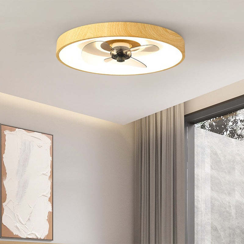 Modern Round Iron Copper Acrylic LED Flush Mount Fan Light