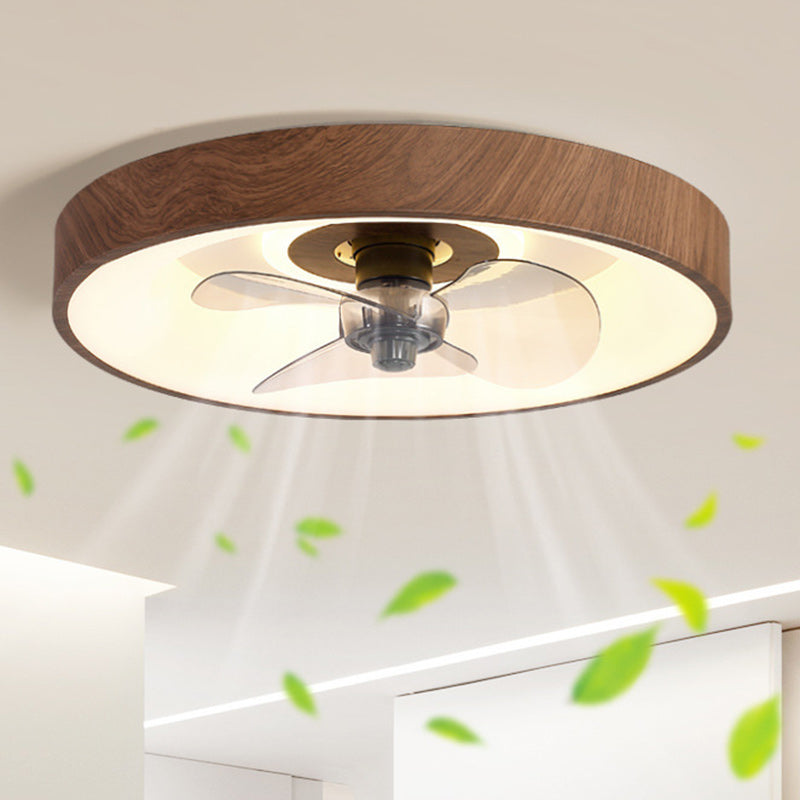 Modern Round Iron Copper Acrylic LED Flush Mount Fan Light