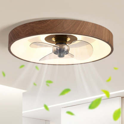 Modern Round Iron Copper Acrylic LED Flush Mount Fan Light
