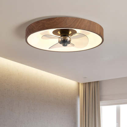 Modern Round Iron Copper Acrylic LED Flush Mount Fan Light
