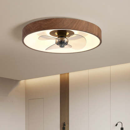 Modern Round Iron Copper Acrylic LED Flush Mount Fan Light