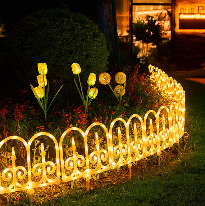 Solar Fence 8-Piece Lawn Decoration LED Outdoor Light