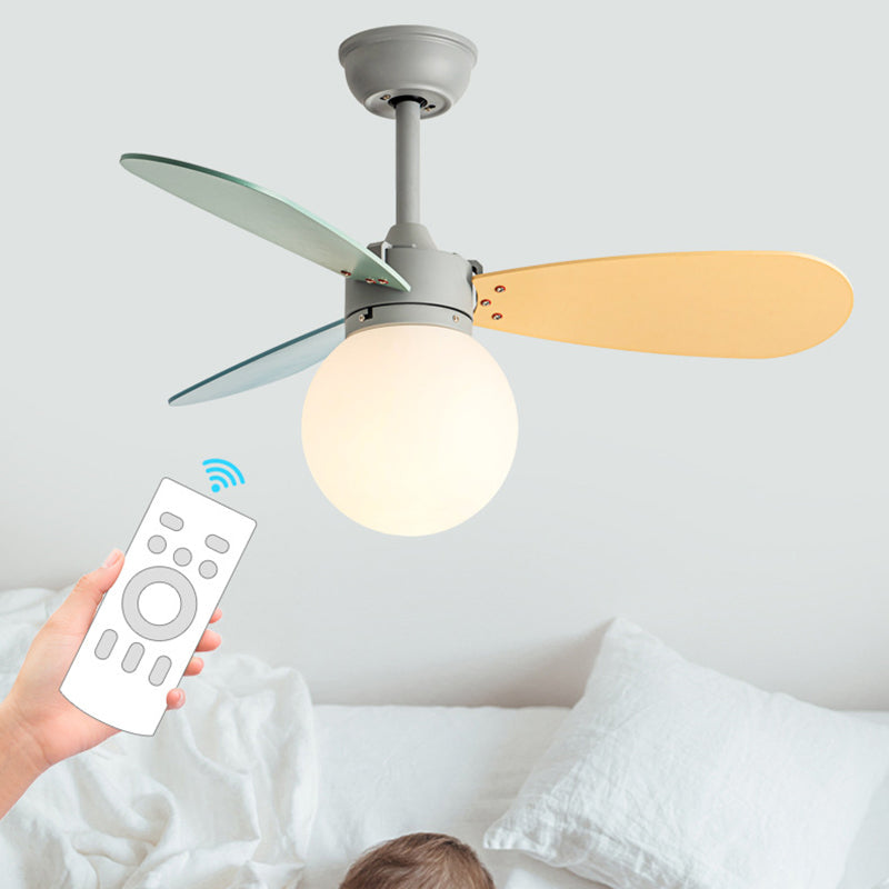 Nordic Wood Iron Acrylic Ball Fan Light