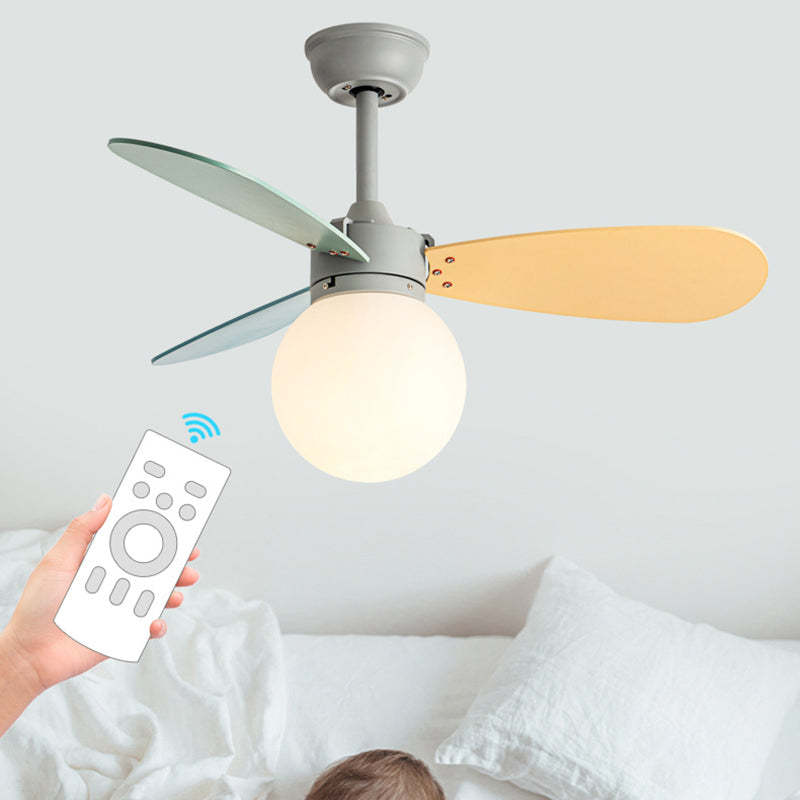 Nordic Wood Iron Acrylic Ball Fan Light