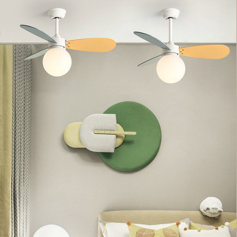 Nordic Wood Iron Acrylic Ball Fan Light