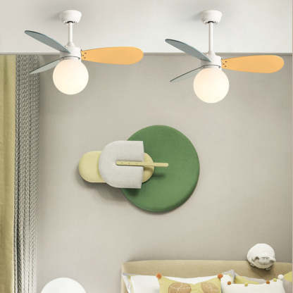 Nordic Wood Iron Acrylic Ball Fan Light