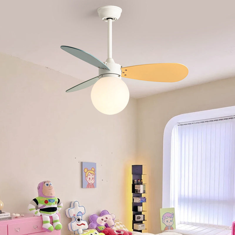 Nordic Wood Iron Acrylic Ball Fan Light