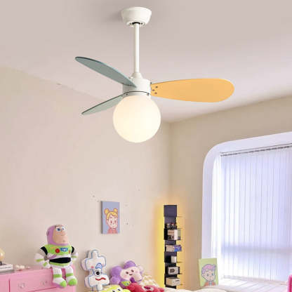 Nordic Wood Iron Acrylic Ball Fan Light