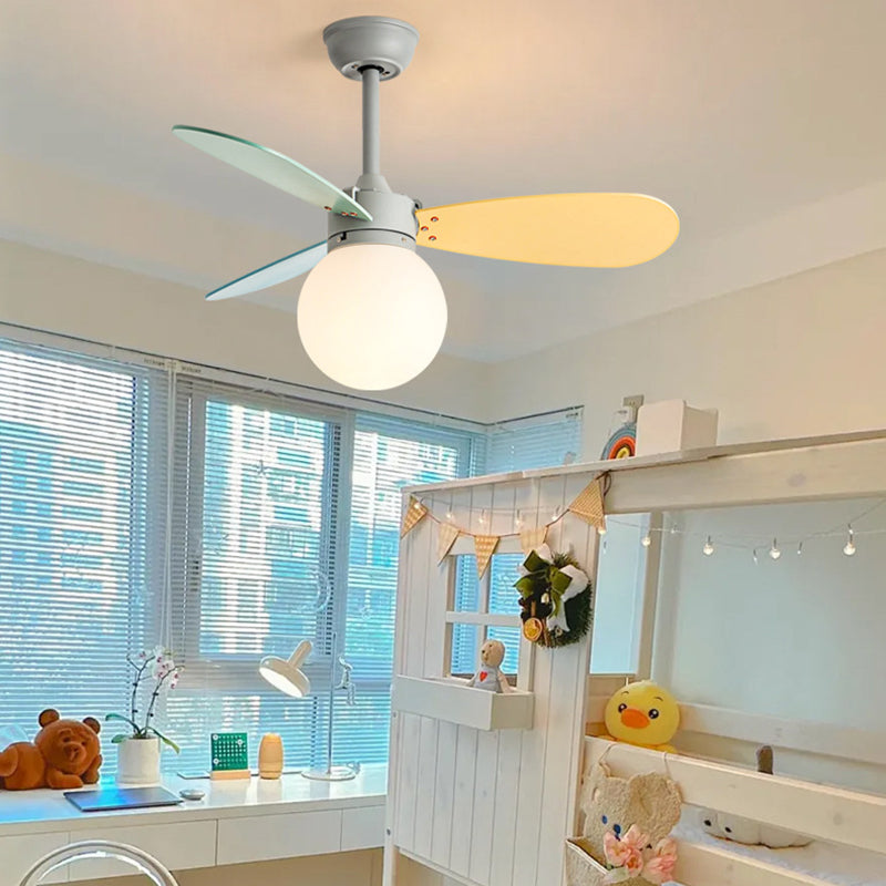 Nordic Wood Iron Acrylic Ball Fan Light