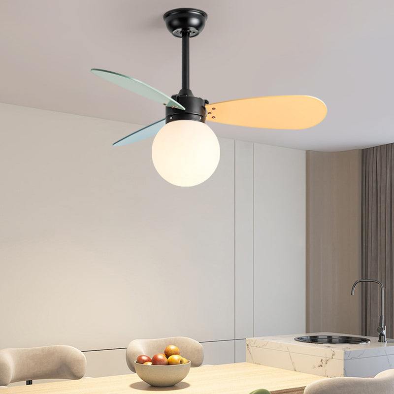 Nordic Wood Iron Acrylic Ball Fan Light
