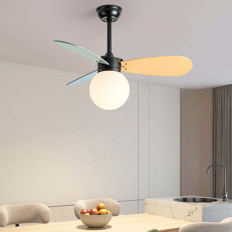 Nordic Wood Iron Acrylic Ball Fan Light