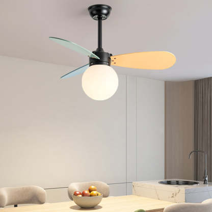 Nordic Wood Iron Acrylic Ball Fan Light