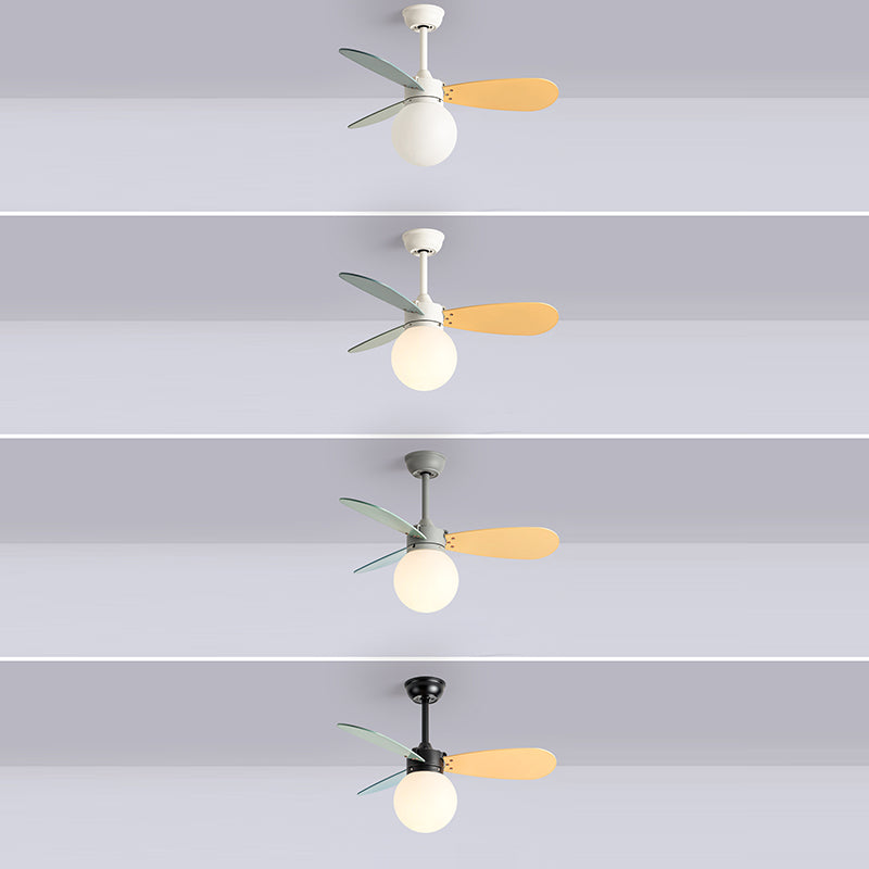 Nordic Wood Iron Acrylic Ball Fan Light