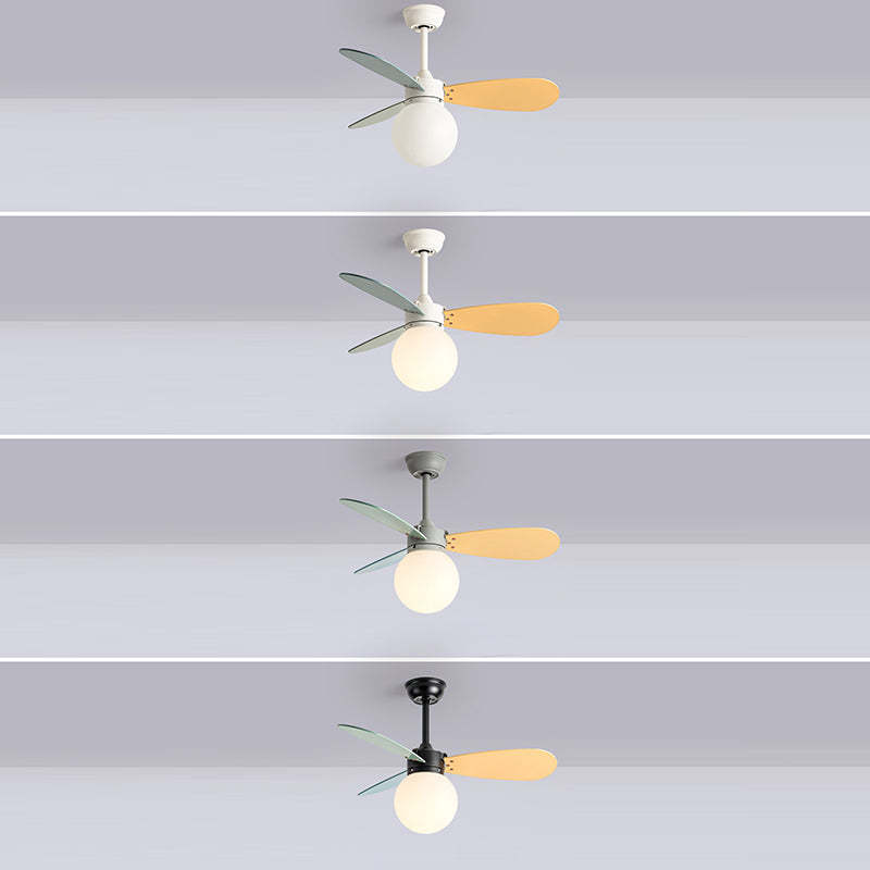 Nordic Wood Iron Acrylic Ball Fan Light