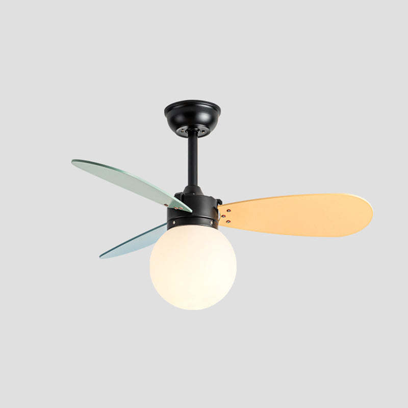 Nordic Wood Iron Acrylic Ball Fan Light