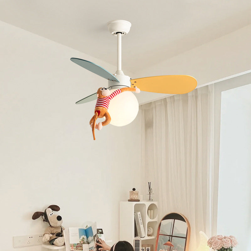 Nordic Wood Iron Acrylic Ball Fan Light