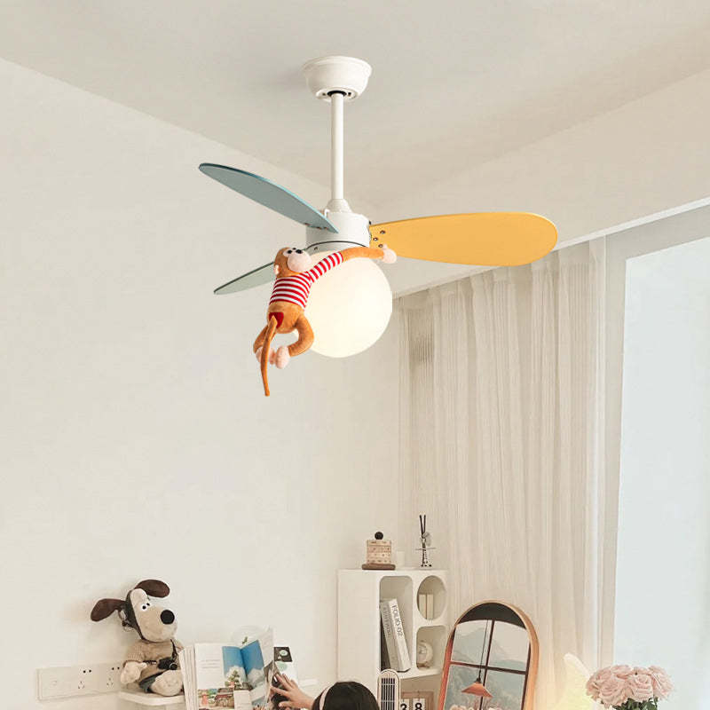Nordic Wood Iron Acrylic Ball Fan Light