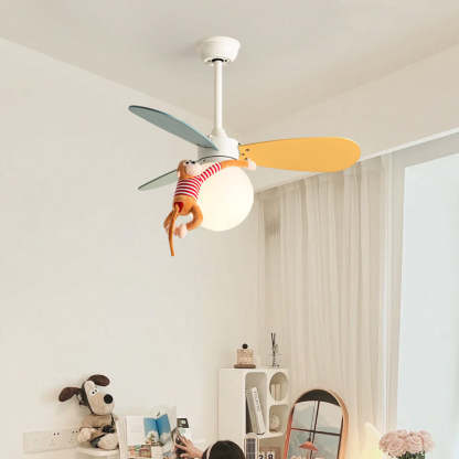Nordic Wood Iron Acrylic Ball Fan Light