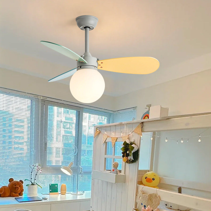 Nordic Wood Iron Acrylic Ball Fan Light