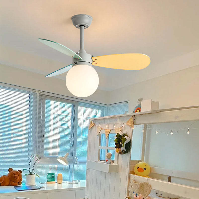 Nordic Wood Iron Acrylic Ball Fan Light