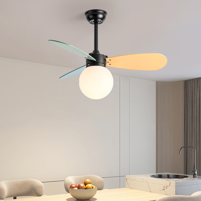Nordic Wood Iron Acrylic Ball Fan Light