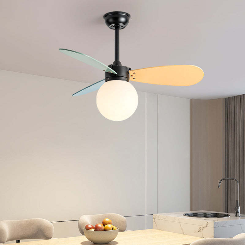 Nordic Wood Iron Acrylic Ball Fan Light