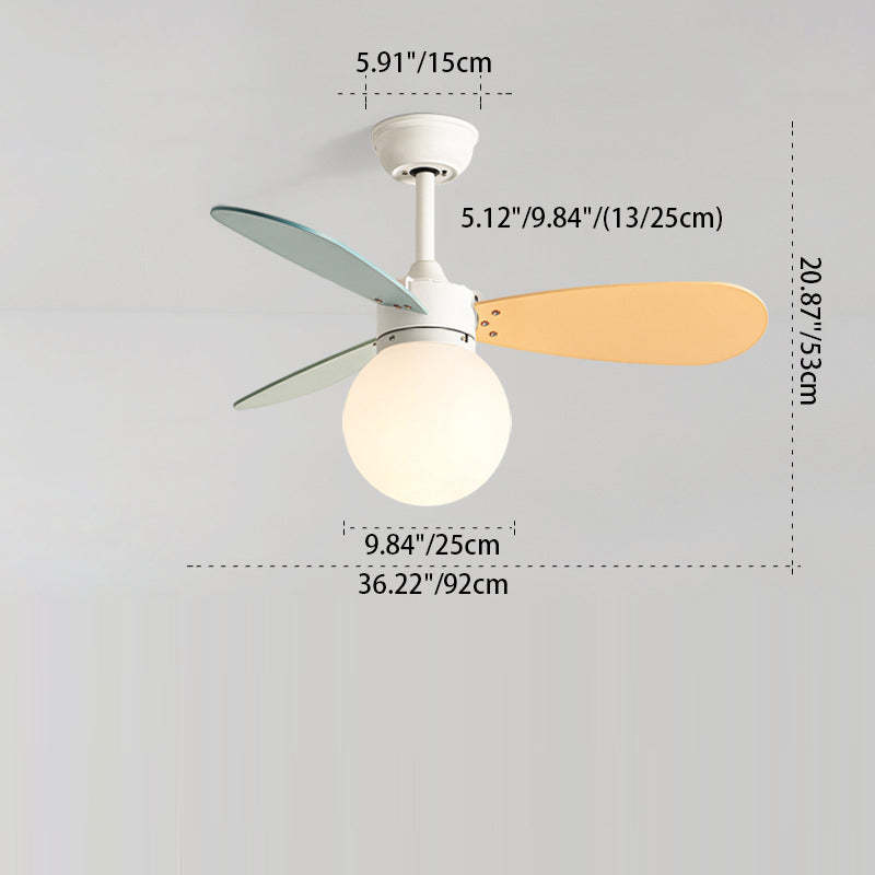Nordic Wood Iron Acrylic Ball Fan Light